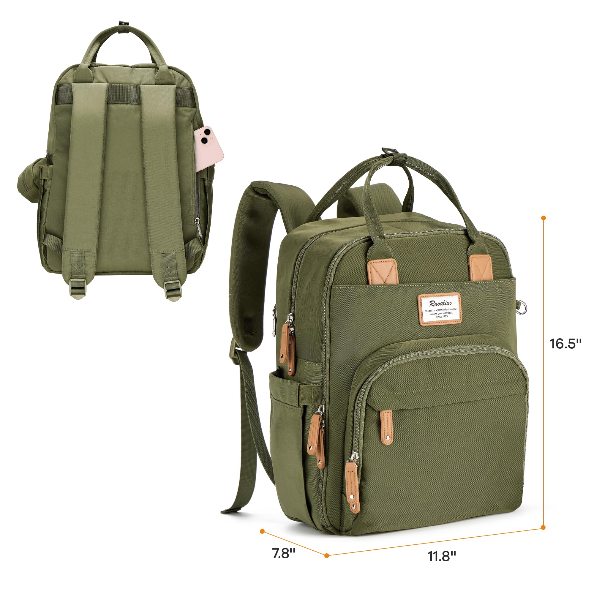RUVALINO Diaper Bag Backpack, Multifunction Travel Pack Maternity Baby Changing Bags, Large Capacity, Waterproof, Beige