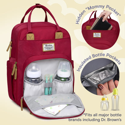 RUVALINO Diaper Bag Backpack, Multifunction Travel Pack Maternity Baby Changing Bags, Large Capacity, Waterproof, Beige
