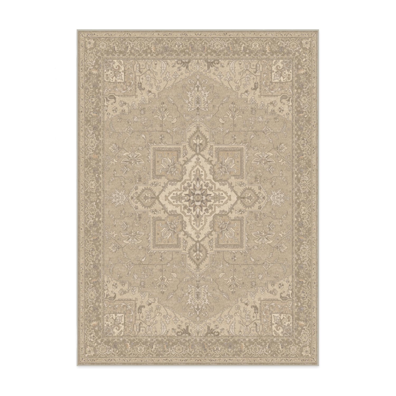 RUGGABLE Maral Heriz Washable Rug - Perfect Vintage Area Rug for Living Room Bedroom Kitchen - Pet &amp; Child Friendly - Stain &amp; Water Resistant - Creme 3&