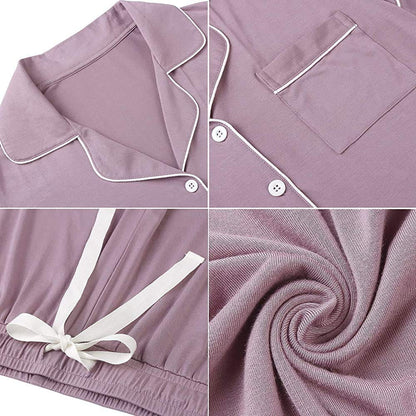 Senert Pajamas Set For Women Short Sleeve Sleepwear Soft Button Down Pjs Set Nightwear Lounge Sets S-XXL