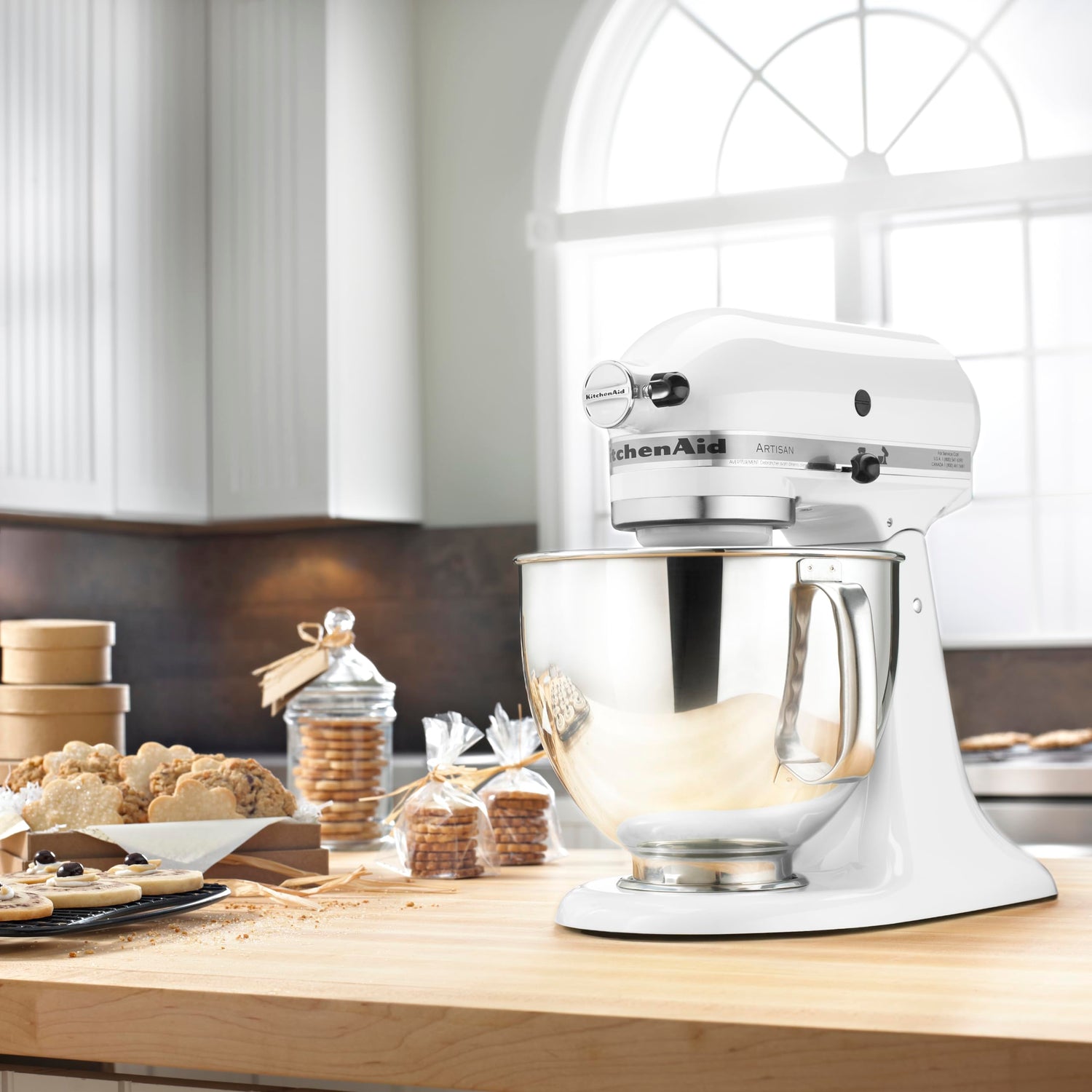 KitchenAid Artisan Series 5-Quart Tilt-Head Stand Mixer, Almond Cream, KSM150PSAC