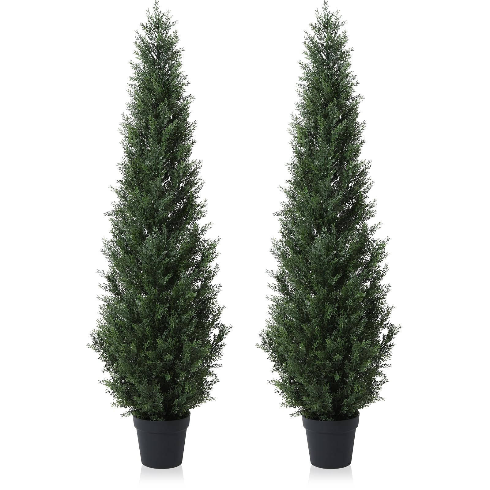 3FT Artificial Cedar Topiary Trees for Outdoors Potted Fake Cypress Trees Faux Evergreen Plants for Home Porch Decor Set of 2