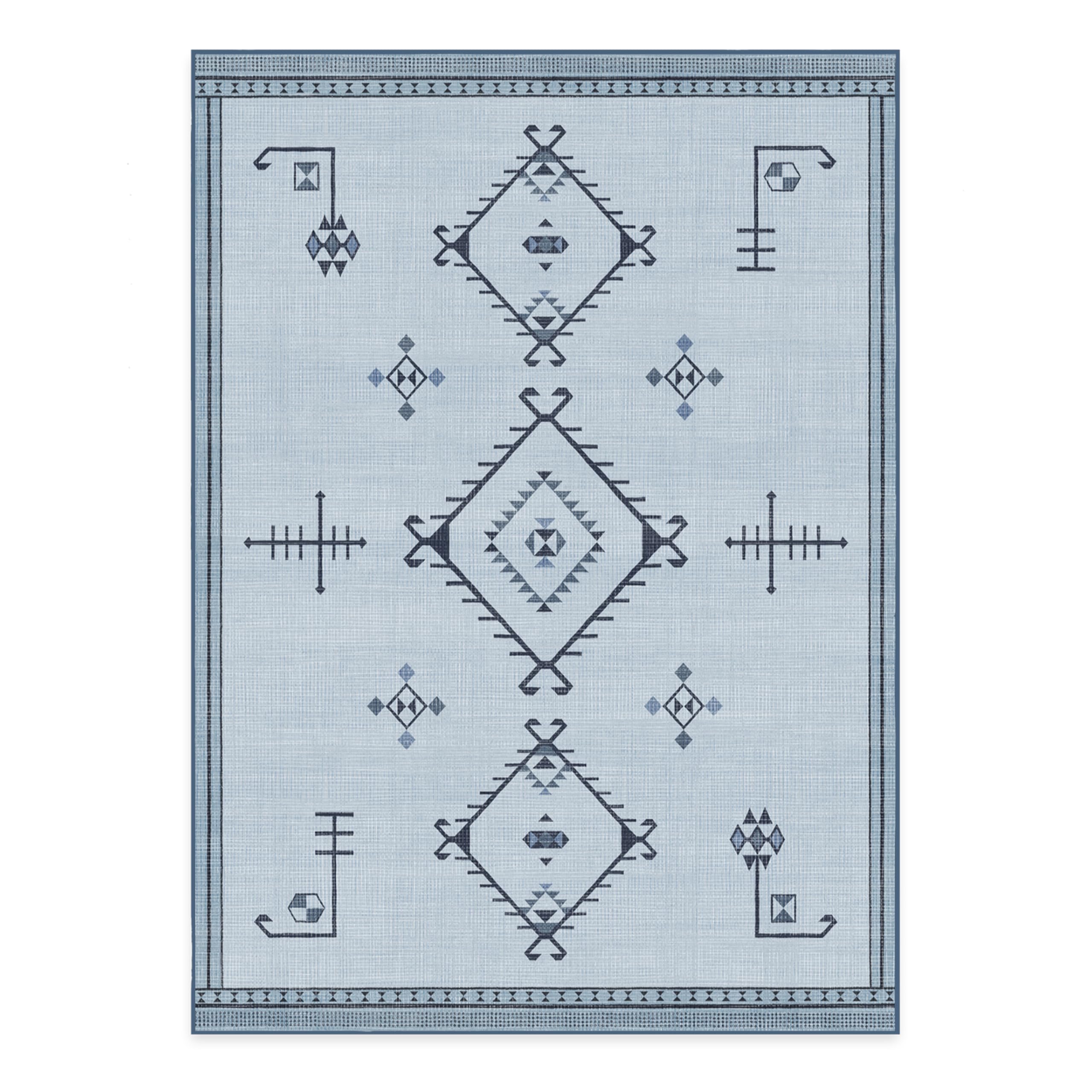 RUGGABLE Damali Runner Rug - Perfect Boho Washable Rug for Entryway Hallway Kitchen - Pet &amp; Child Friendly - Non-Toxic - Stain &amp; Water Resistant - Black &amp; White 2.5&