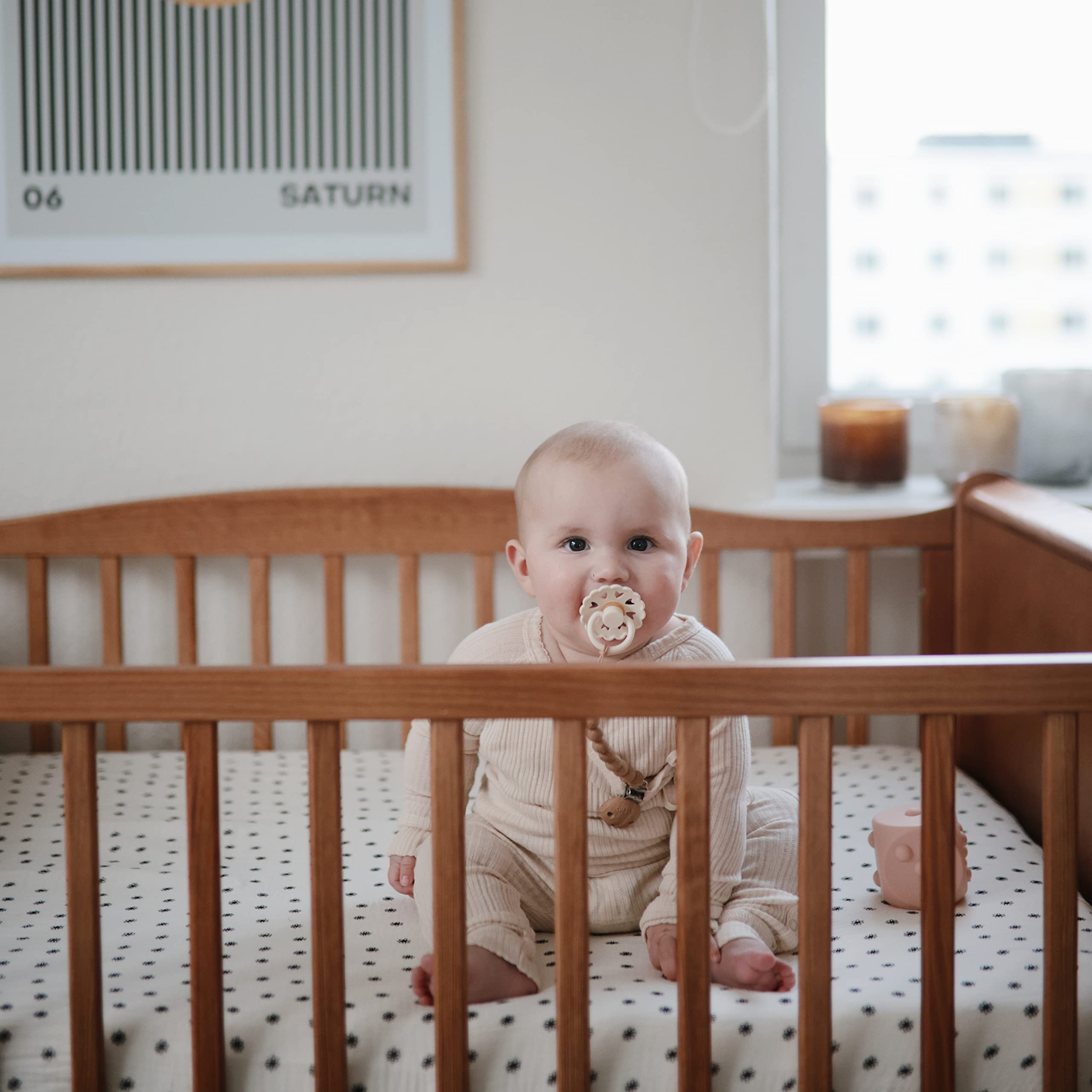 mushie Extra Soft Muslin Fitted Crib Sheet | 192 Thread Count | 28&quot;x 52&quot; (Fog)