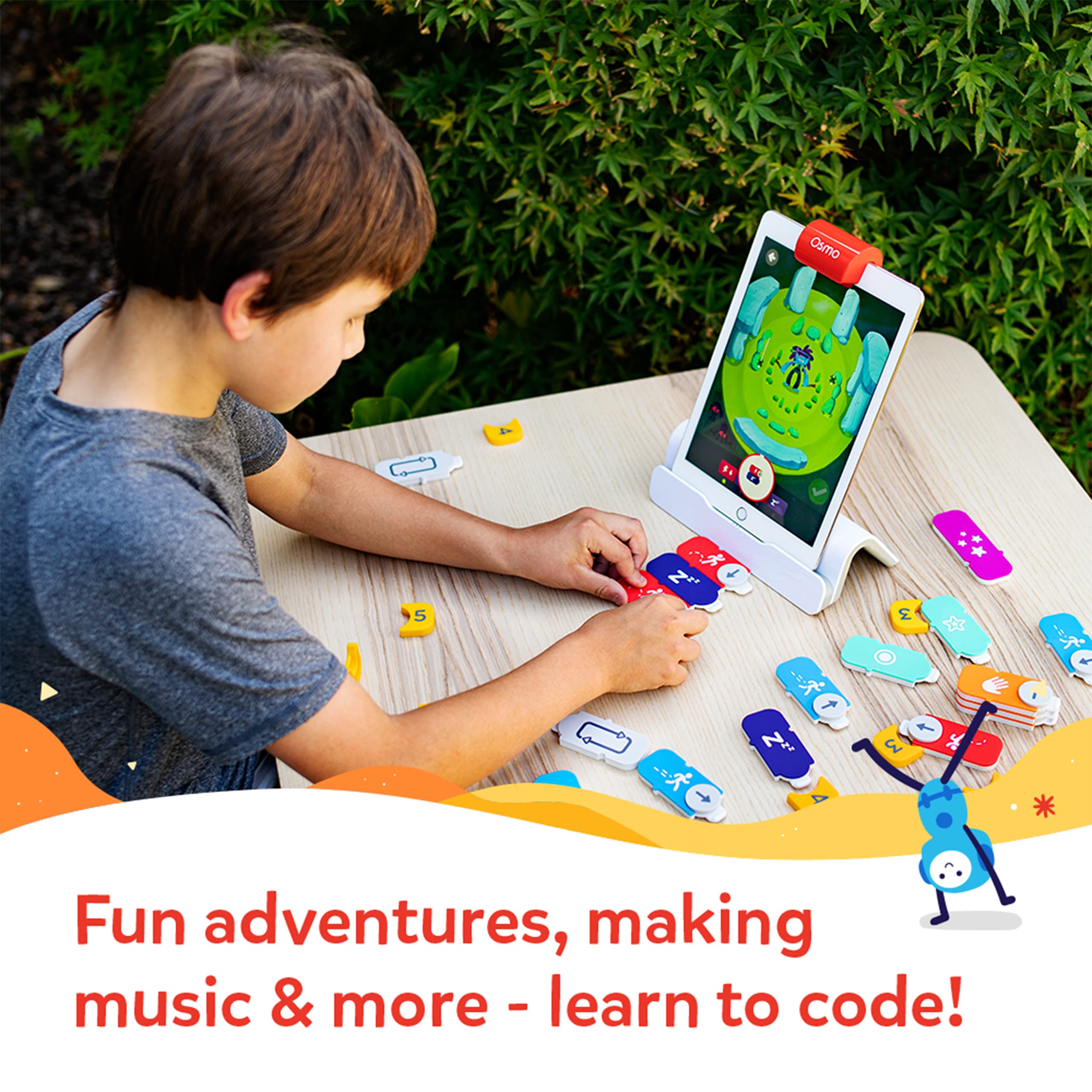 Osmo - Coding Starter Kit for iPad-3 Educational Learning Games-Ages 5-10+ -Learn to Code,Coding Basics &amp; Coding Puzzles-STEM Toy Gifts - Logic,Coding Fundamentals,Boy &amp; Girl(Osmo iPad Base Included)