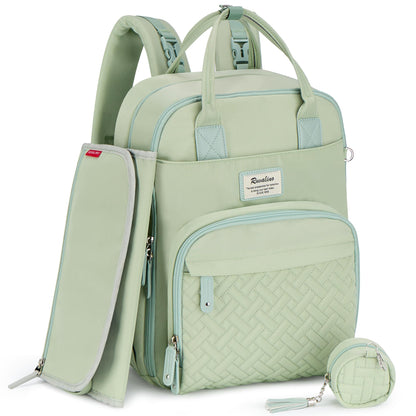 RUVALINO Diaper Bag Backpack, Multifunction Travel Pack Maternity Baby Changing Bags, Large Capacity, Waterproof, Beige