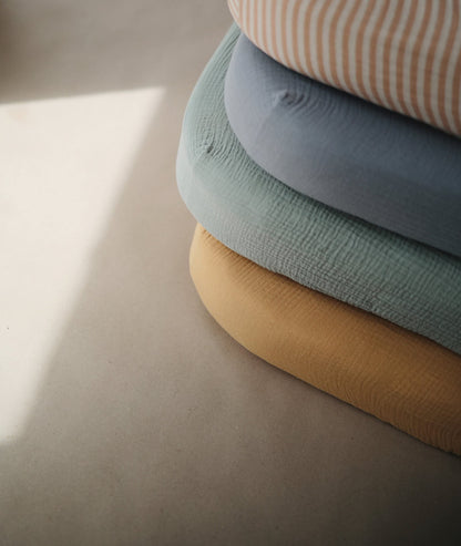 mushie Extra Soft Muslin Fitted Crib Sheet | 192 Thread Count | 28&quot;x 52&quot; (Fog)