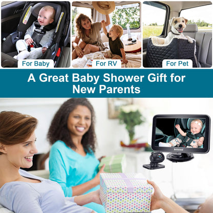 DoHonest Baby Car Camera 7-Inch: USB Plug and Play Easy Setup 360 Degree Rotating Backseat Camera Two Kids HD 1080P Rear Facing Car Seat Camera Clear Night Vision -V9 Black