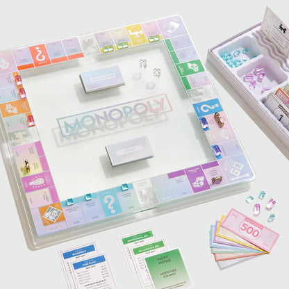 WS Game Company Monopoly Aura Edition with Tempered Glass Game Board