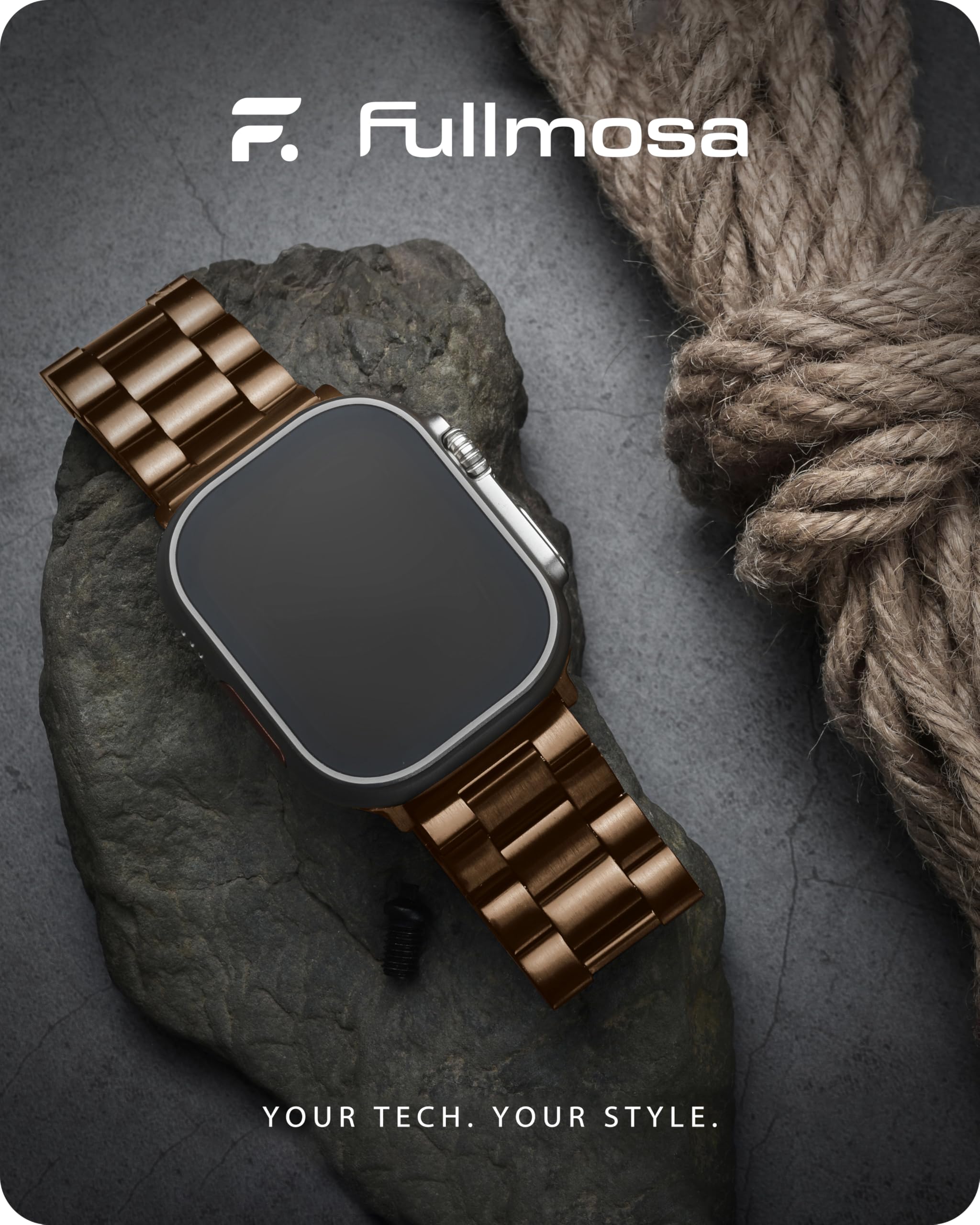 Fullmosa Compatible with Apple Watch Band 49mm 45mm 44mm 42mm 41mm 40mm 38mm, Stainless Steel iWatch Band with Case Compatible for Apple Watch Ultra 2 Ultra Series 10 9 8 7 6 5 4 3 2 1&amp;iWatch SE
