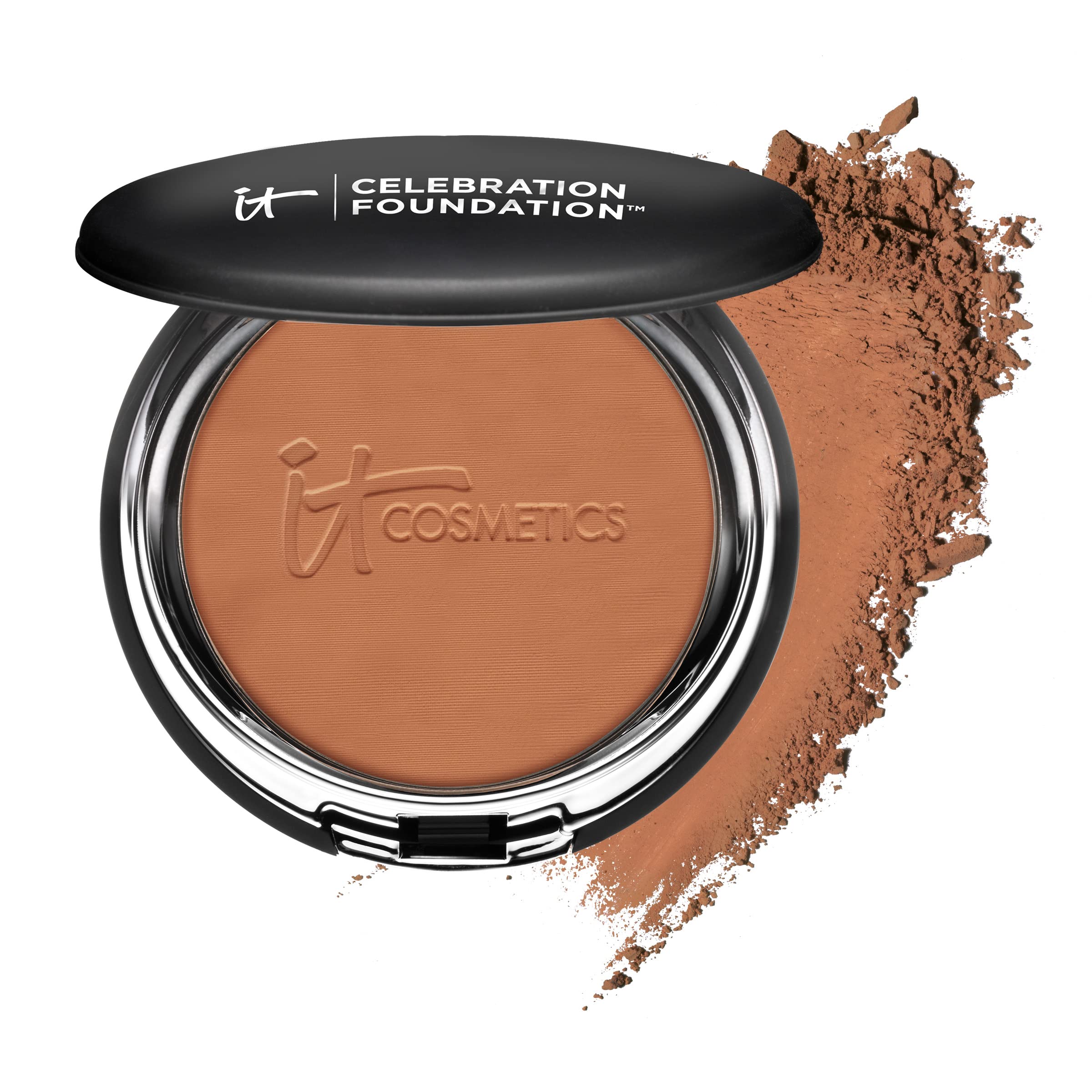 IT Cosmetics Celebration Foundation - Full-Coverage, Anti-Aging Powder Foundation - Blurs Pores, Wrinkles &amp; Imperfections - With Hydrolyzed Collagen &amp; Hyaluronic Acid - 0.3 oz