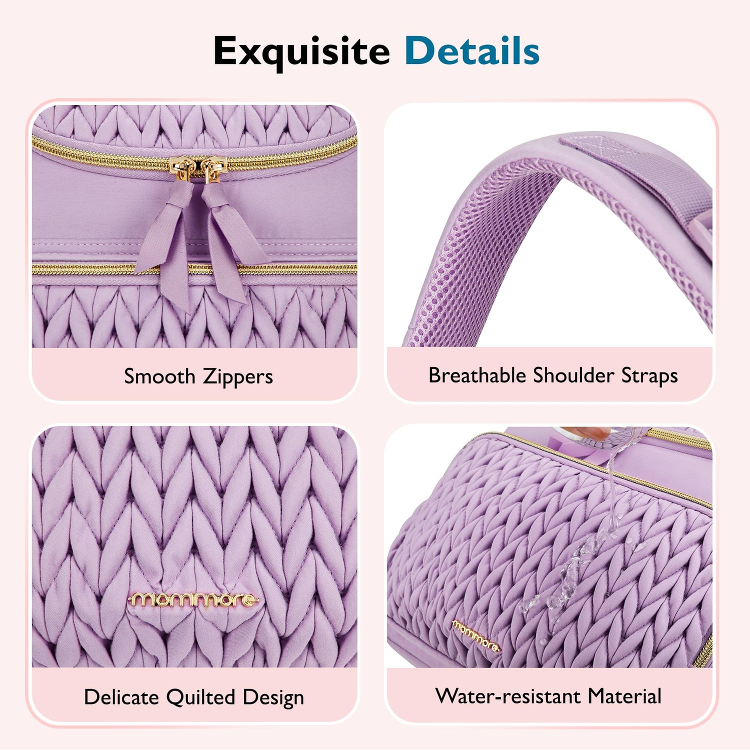 mommore Diaper Bag Small Diaper Backpack Stylish Baby Backpacks Travel Mini Maternity Bags with Insulated Pockets, Changing Pad, Stroller Straps