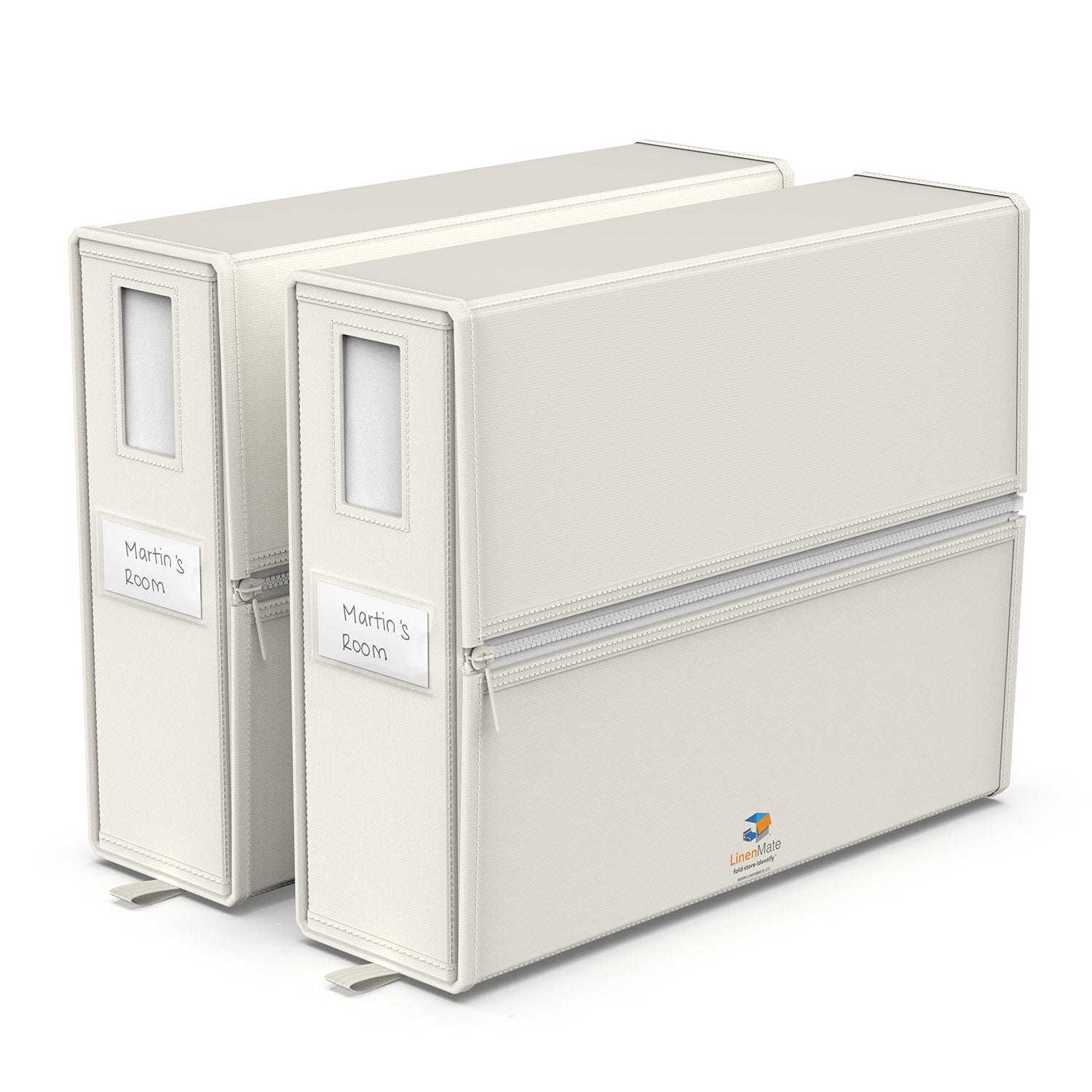 The Original Linen Storage Container, 2-Pack (Queen/King Size, Ivory)