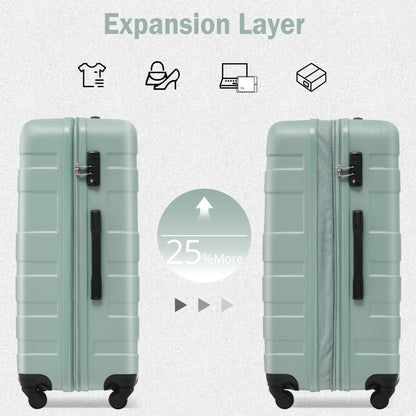 Merax 3 Pcs ABS Hardside Luggage Sets TSA Lock Spinner Wheel Suitcases, Pearly White, 20/24/28 Inch