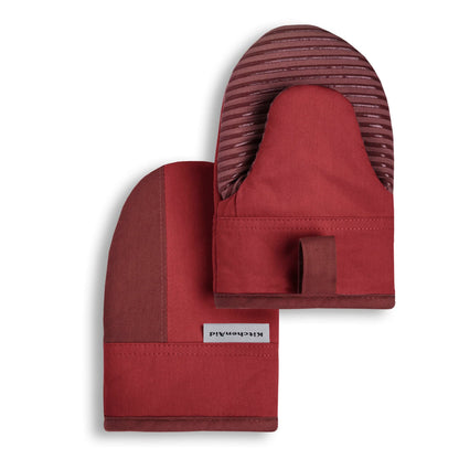 KitchenAid Beacon Two-Tone Non-Slip Mini Oven Mitt Set, Milkshake/Beige, 5.5&quot;x8&quot;, 2 Piece