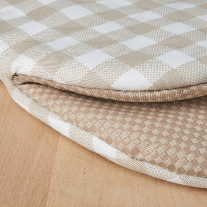 KitchenAid Gingham Mini Oven Mitt 2-Pack Set, Milkshake Tan, 5.5&quot;x8&quot;