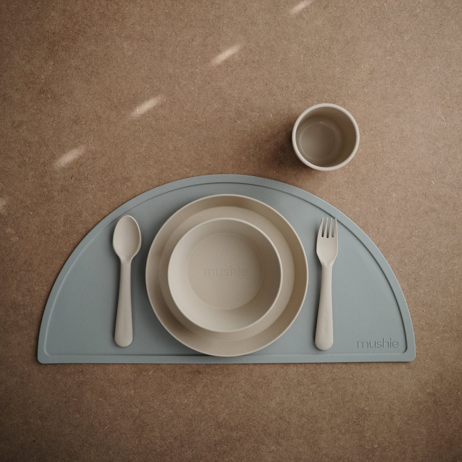 mushie Flatware Fork and Spoon Set for Kids | Made in Denmark (Sage)