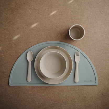 mushie Flatware Fork and Spoon Set for Kids | Made in Denmark (Sage)