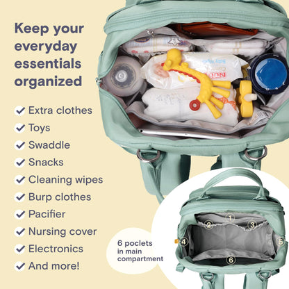 RUVALINO Diaper Bag Backpack, Multifunction Travel Pack Maternity Baby Changing Bags, Large Capacity, Waterproof, Beige