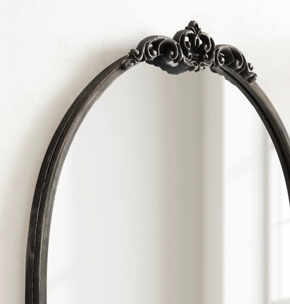 Kate and Laurel Myrcelle Traditional Arched Mirror, 25 x 33, Gold, Decorative Large Arch Mirror with Ornate Garland Detailing Along The Crown and Edges of The Frame