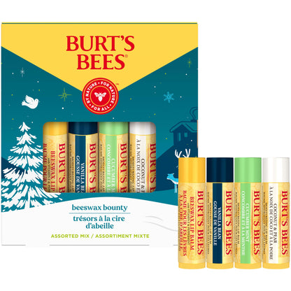 Burt’s Bees Christmas Gifts, 4 Lip Balm Stocking Stuffers Products, Beeswax Bounty Classic Set - Original Beeswax Moisturizing Lip Balm (4-Pack)