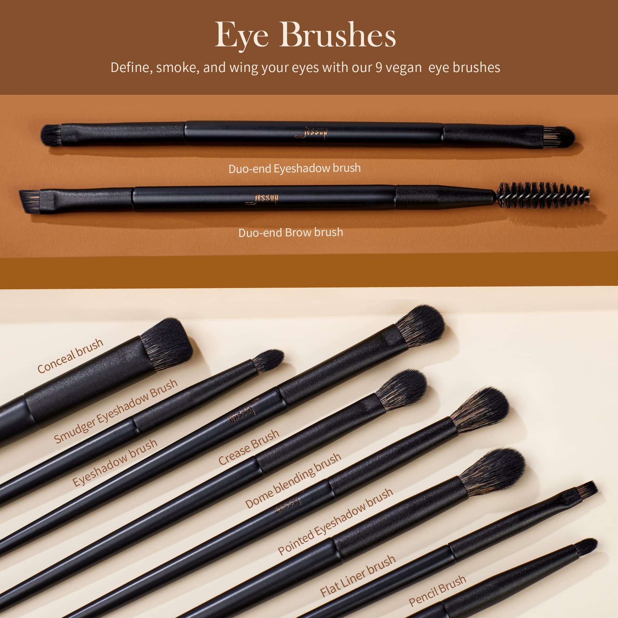Jessup Makeup Brushes 14Pcs Makeup Brush Set Premium Synthetic Powder Foundation Contour Blush Concealer Eye Shadow Blending Liner Make Up Brush Kit Light Grey T329