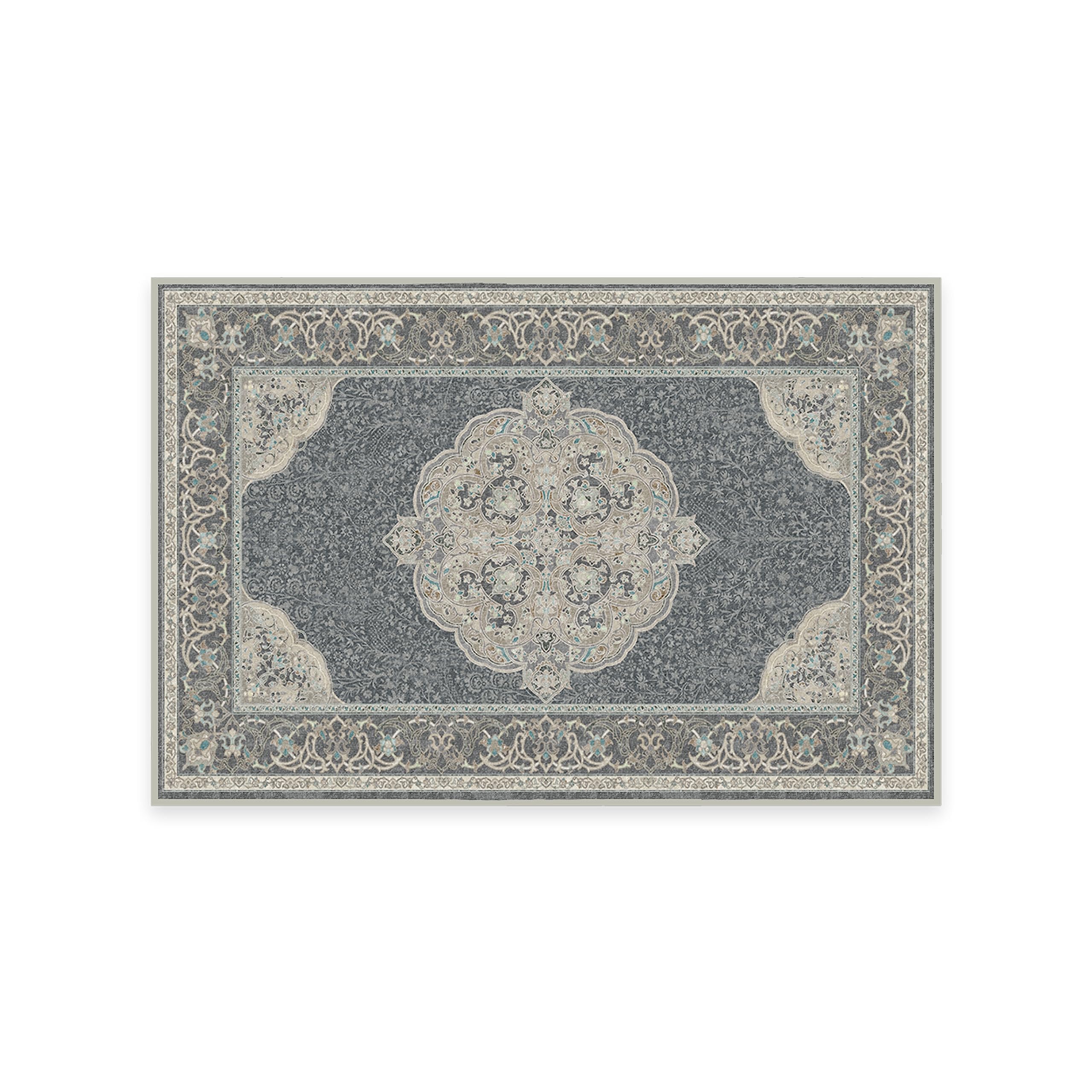 RUGGABLE Disney Traditional Mickey Mouse Washable Rug - Perfect Area Rug for Nursery Playroom Kids Room - Pet &amp; Child Friendly - Stain &amp; Water Resistant - Damask Grey 3&