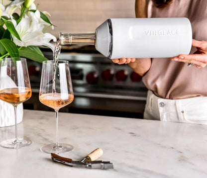 Vinglacé Wine Bottle Chiller- Portable Champagne Insulator- Stainless Steel Wine Cooler Sleeve, White