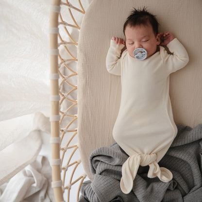 mushie Extra Soft Muslin Fitted Crib Sheet | 192 Thread Count | 28&quot;x 52&quot; (Fog)