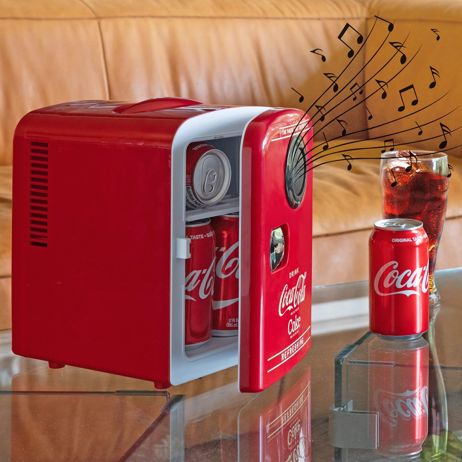 Koolatron Retro Mini Portable Fridge, 4L Compact Refrigerator for Skincare, Beauty Serum, Face Mask, Personal Cooler, Includes 12V Car Adapter, Desktop Accessory for Home Office Dorm Travel, Pink