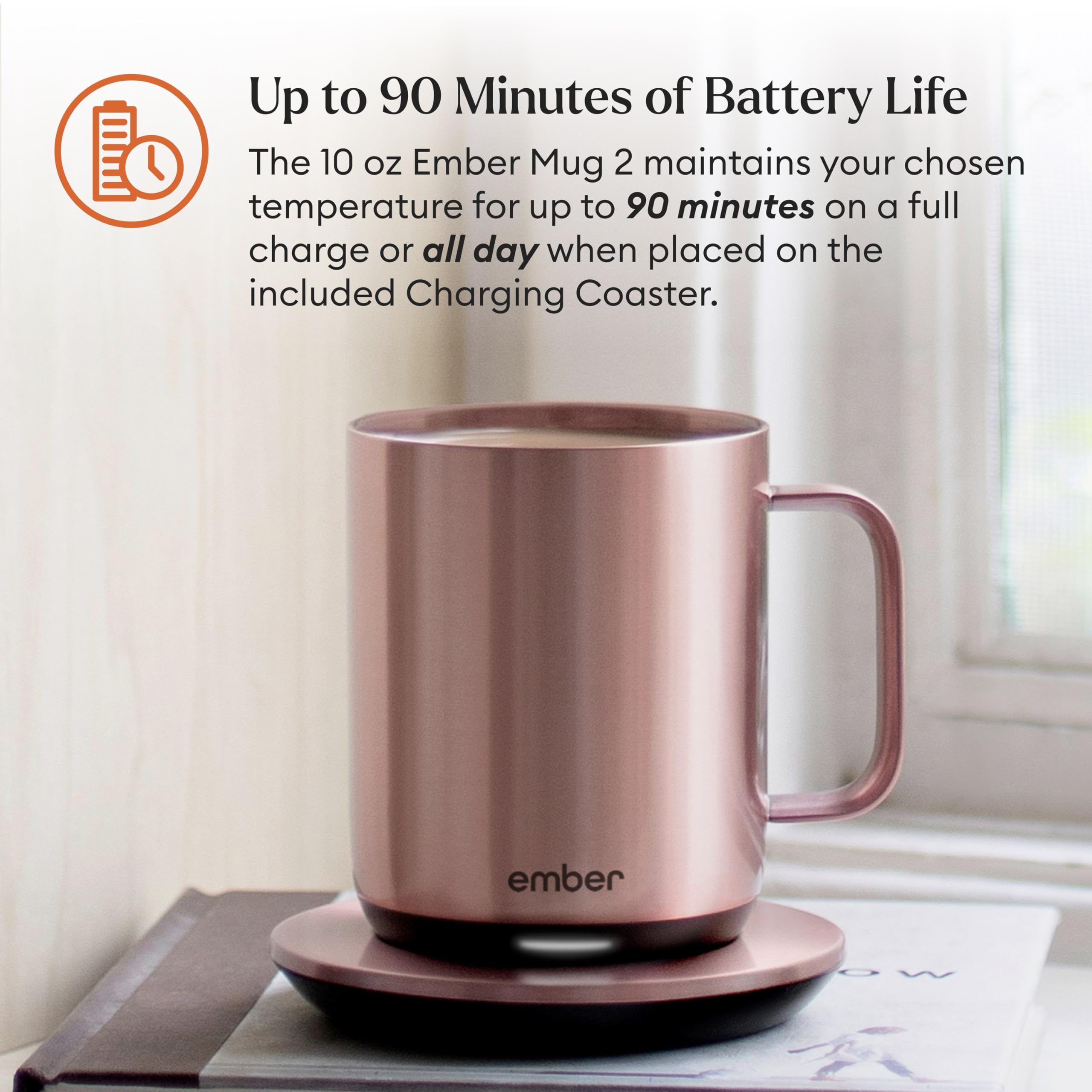 Ember Temperature Control Smart Mug 2, 14 Oz, App-Controlled Heated Coffee Mug with 80 Min Battery Life and Improved Design, White
