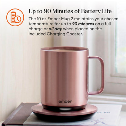 Ember Temperature Control Smart Mug 2, 14 Oz, App-Controlled Heated Coffee Mug with 80 Min Battery Life and Improved Design, White