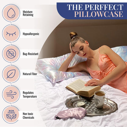 Blissy Silk Pillowcase - 100% Pure Mulberry Silk - 22 Momme 6A High-Grade Fibers - Silk Pillow Cover for Hair &amp; Skin - Regular, Queen &amp; King with Hidden Zipper (Queen, Champagne)