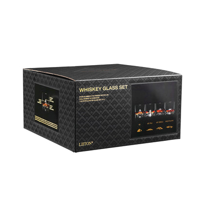 LIITON Heavy Crystal Whiskey Glasses Gift Set, Thick Freezable Bourbon Glass 1lb Each, Premium Whiskey Gifts for Men, Frozen Crystal Chills Cocktails Featuring Grand Canyon Glasses Set of 2, 10 oz