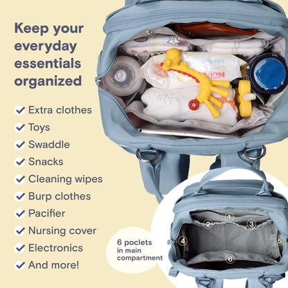 RUVALINO Diaper Bag Backpack, Multifunction Travel Pack Maternity Baby Changing Bags, Large Capacity, Waterproof, Beige
