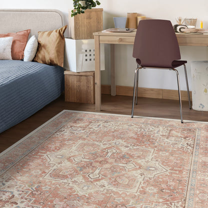 RUGGABLE Kamran Washable Rug - Perfect Vintage Area Rug for Living Room Bedroom Kitchen - Pet &amp; Child Friendly - Stain &amp; Water Resistant - Hazel 5&