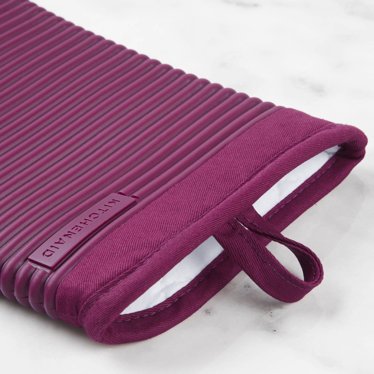 KitchenAid Ribbed Soft Silicone Oven Mitt Set, 7&quot;x13&quot;, Milkshake 2 Count