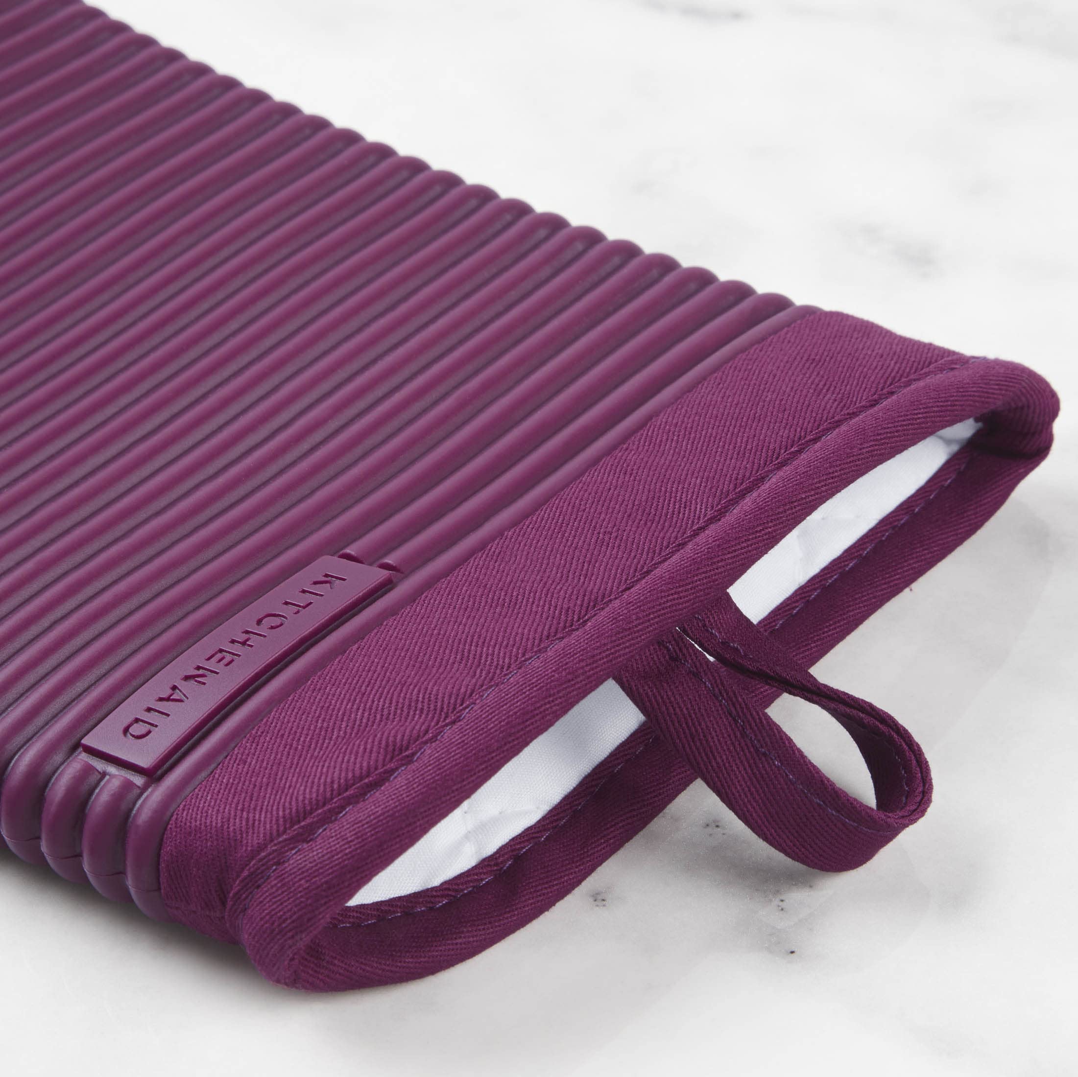 KitchenAid Ribbed Soft Silicone Oven Mitt Set, 7&quot;x13&quot;, Milkshake 2 Count