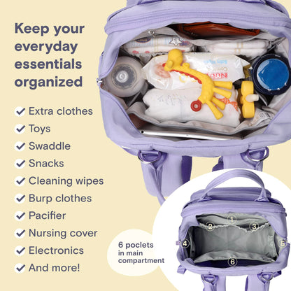 RUVALINO Diaper Bag Backpack, Multifunction Travel Pack Maternity Baby Changing Bags, Large Capacity, Waterproof, Beige