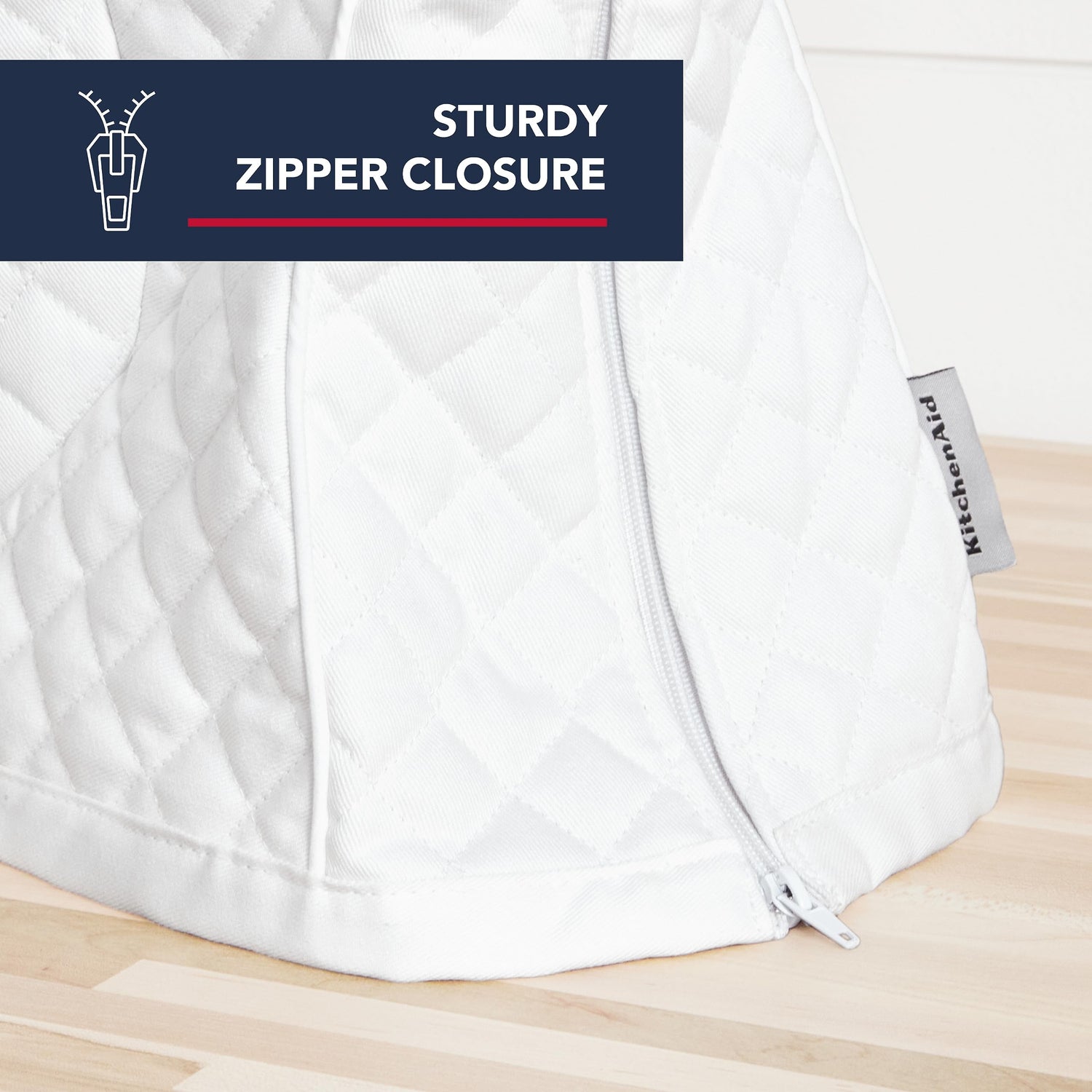 KITCHENAID Fitted Tilt-Head Solid Stand Mixer Cover with Storage Pocket, Quilted 100% Cotton, Milkshake, 14.4&quot;x18&quot;x10&quot;