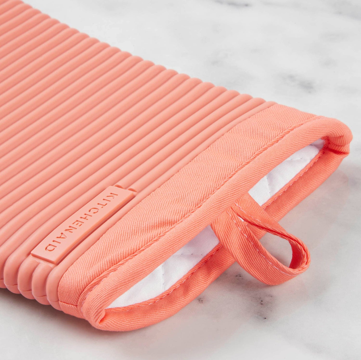 KitchenAid Ribbed Soft Silicone Oven Mitt Set, 7&quot;x13&quot;, Milkshake 2 Count