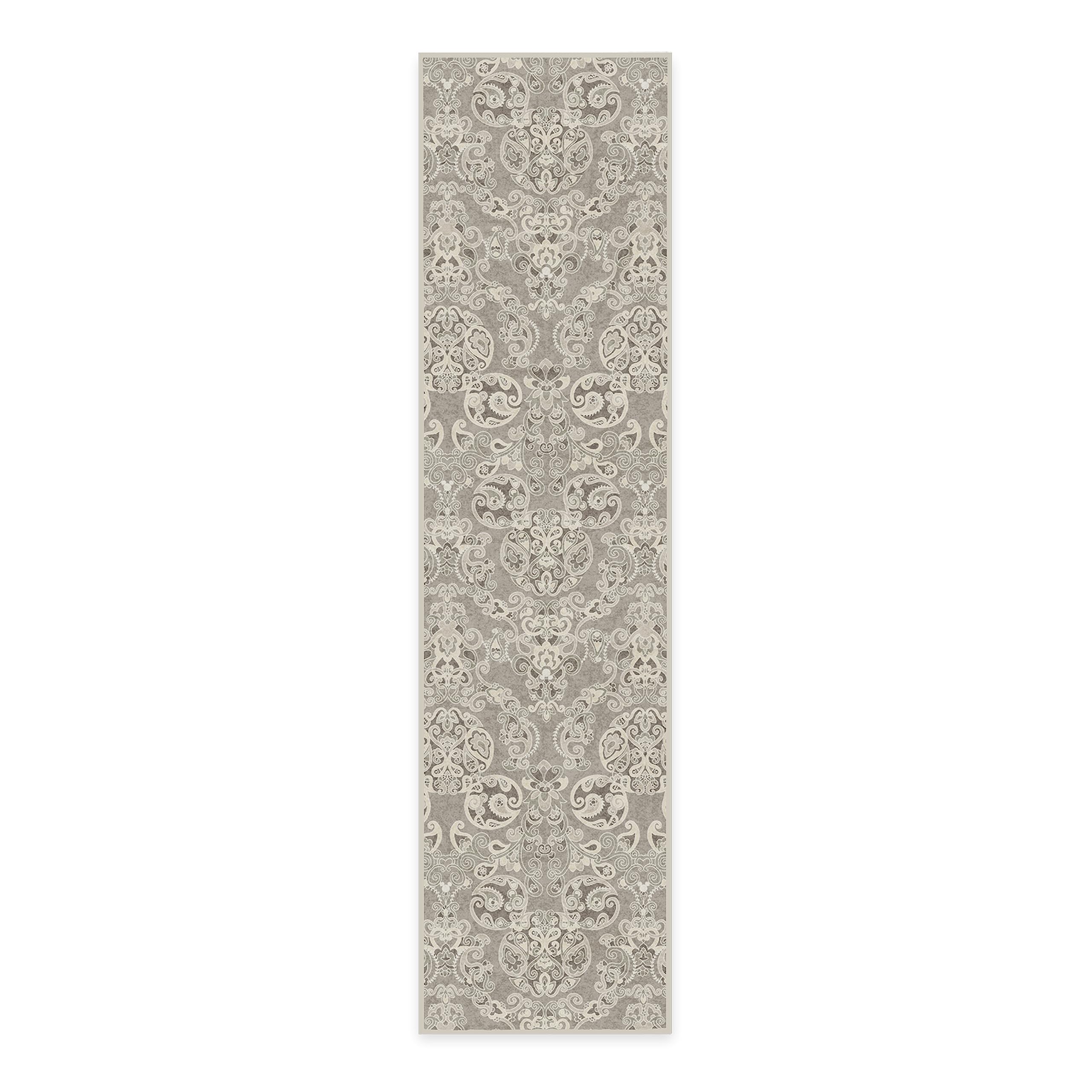 RUGGABLE Disney Traditional Mickey Mouse Washable Rug - Perfect Area Rug for Nursery Playroom Kids Room - Pet &amp; Child Friendly - Stain &amp; Water Resistant - Damask Grey 3&