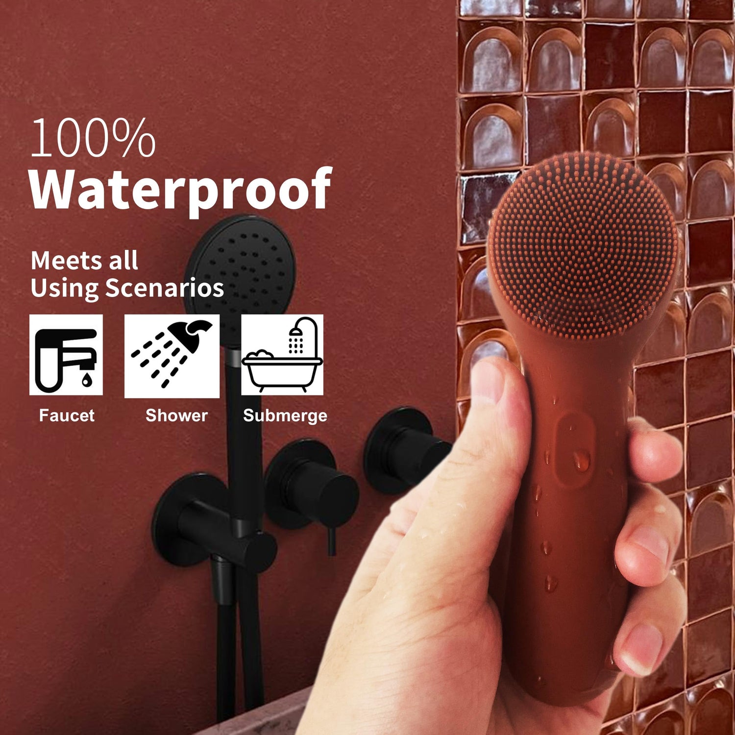 Silicone Face Scrubber, NågraCoola CLIE 2.0 Facial Cleansing Brush, Rechargeable, Waterproof Face Scrub Brush for Cleansing, Exfoliating, Massaging, Electric Facial Exfoliator for Women and Men - Oat