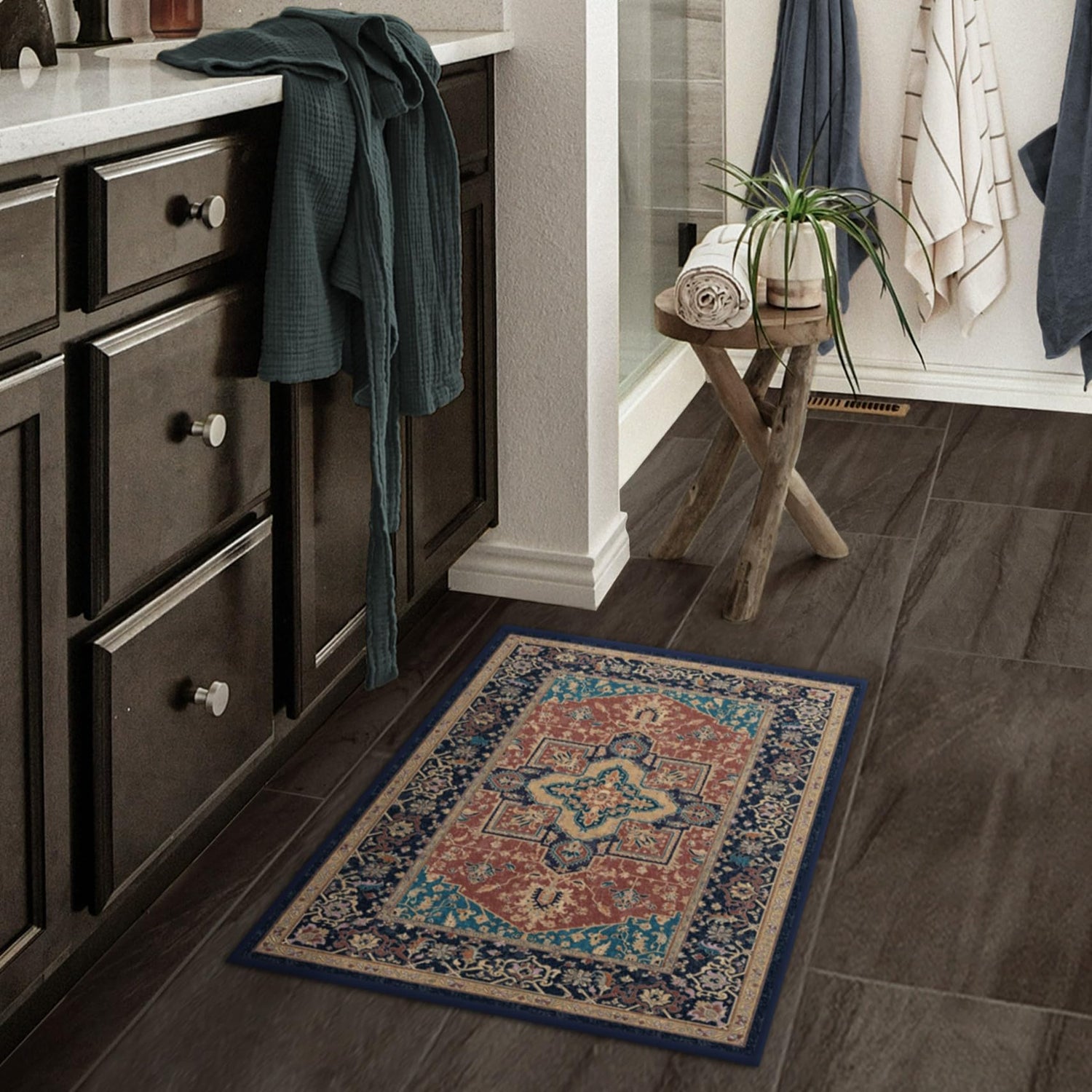 RUGGABLE Maral Heriz Washable Rug - Perfect Vintage Area Rug for Living Room Bedroom Kitchen - Pet &amp; Child Friendly - Stain &amp; Water Resistant - Creme 3&