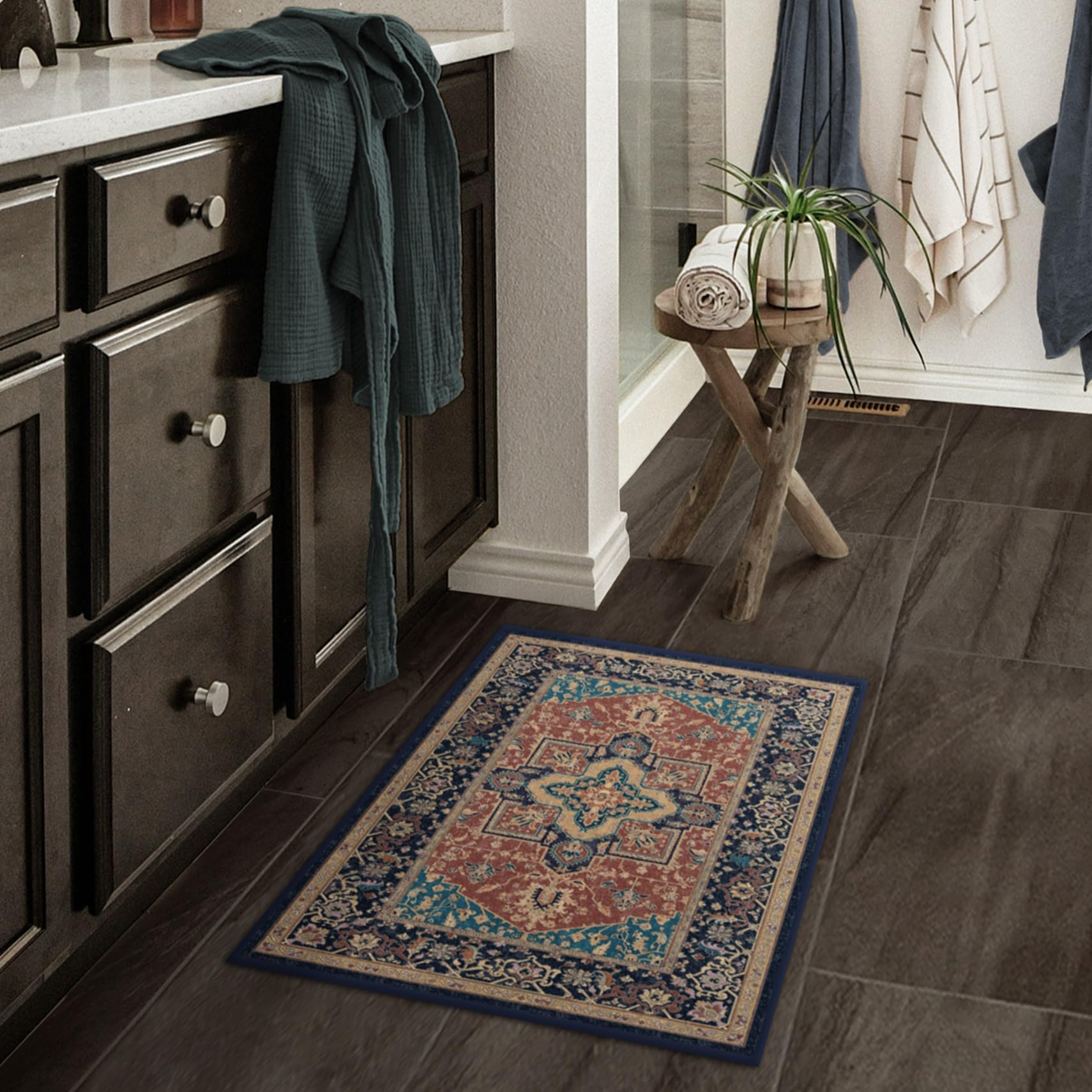 RUGGABLE Maral Heriz Washable Rug - Perfect Vintage Area Rug for Living Room Bedroom Kitchen - Pet &amp; Child Friendly - Stain &amp; Water Resistant - Creme 3&