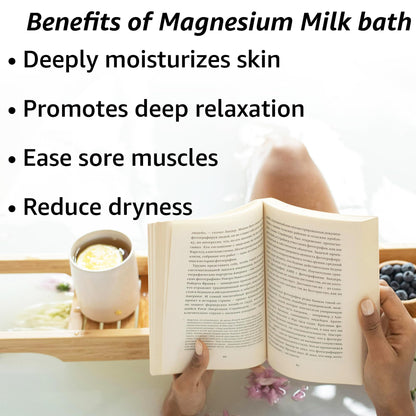 Creamy Magnesium Milk Bath Soak Powder Moisturize Soften Skin Coconut Vanilla Shea Butter Luxury Spa Bath Salt Mother&