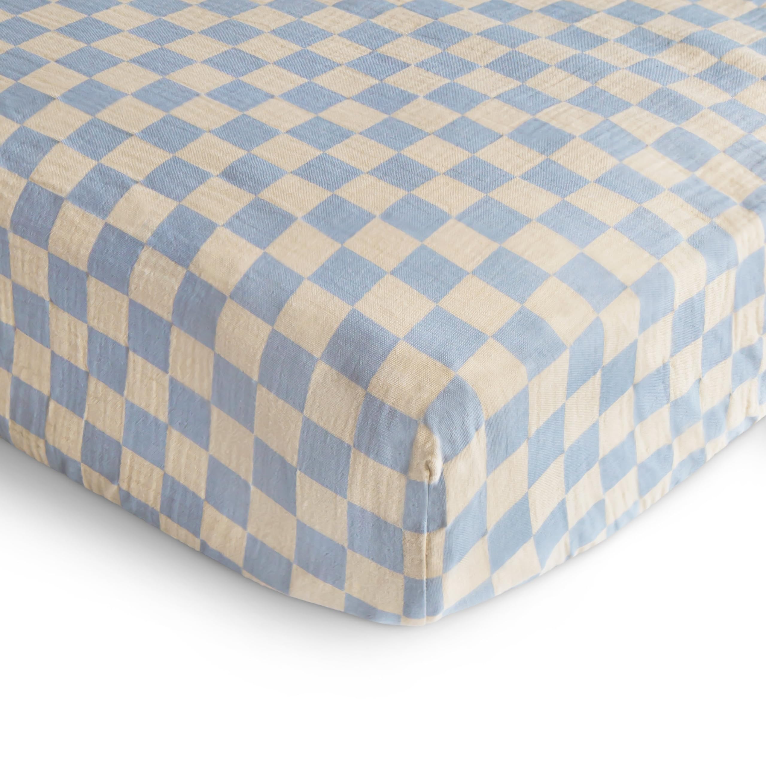 mushie Extra Soft Muslin Fitted Crib Sheet | 192 Thread Count | 28&quot;x 52&quot; (Fog)