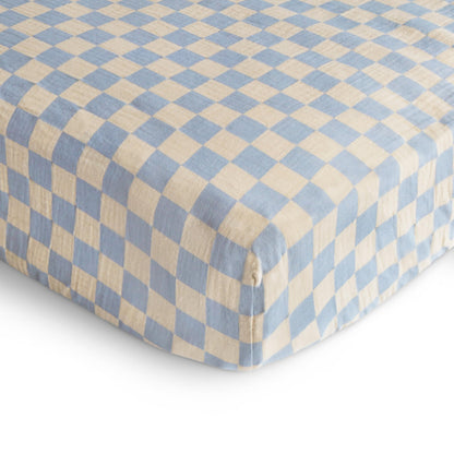 mushie Extra Soft Muslin Fitted Crib Sheet | 192 Thread Count | 28&quot;x 52&quot; (Fog)