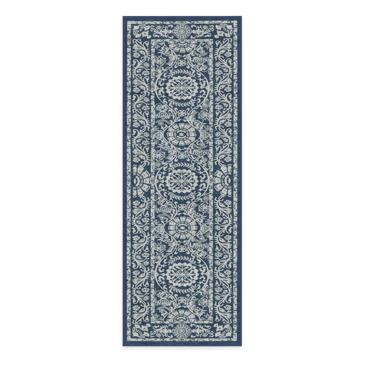 RUGGABLE Washable 2x3 Area Rug, Delphina Delft Blue, Premium Vintage Rugs for Living Room, Bedroom, Kitchen, Office, Classroom with Gripper Non Slip Pad