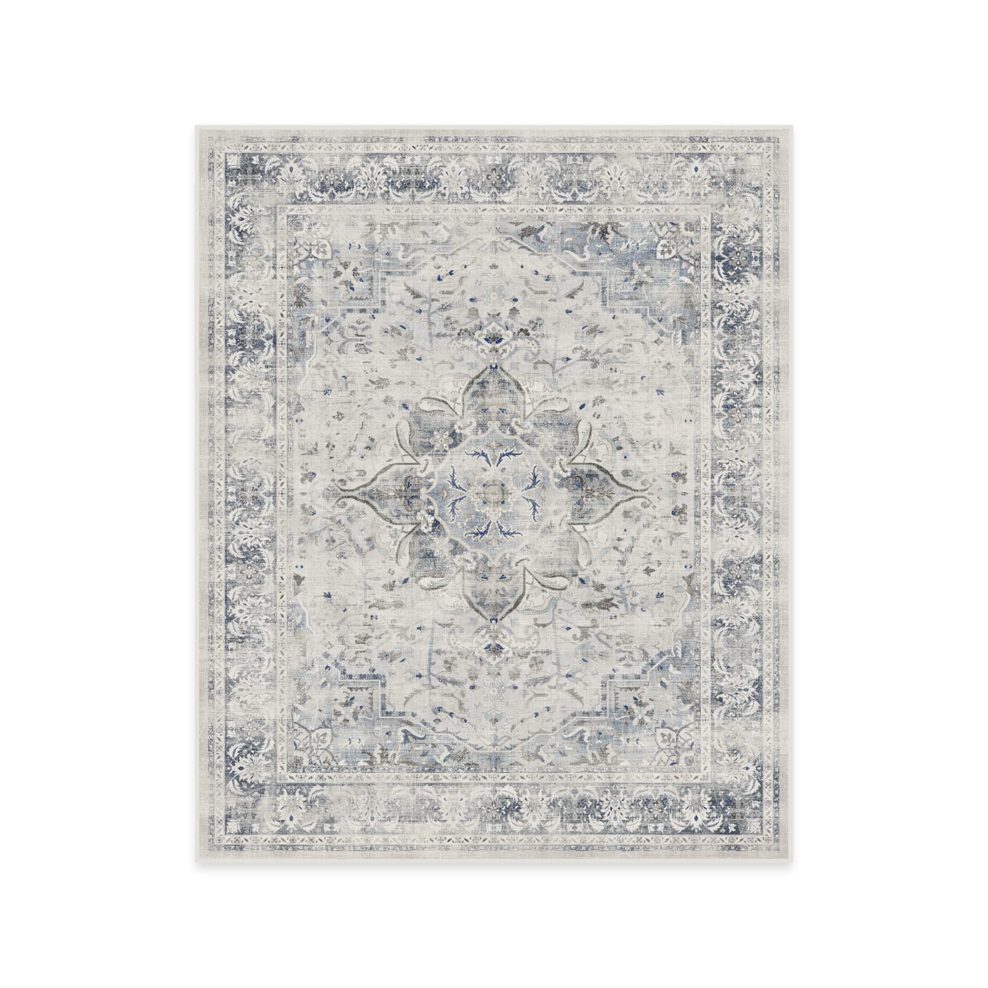 RUGGABLE – Sarrah Blue Quartz – Machine Washable Runner Rug – Pet &amp; Child Friendly – Stain &amp; Water Resistant – Non-Slip – 2.5&